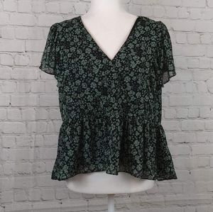 NWT Madewell V-neck Peplum Floral Women Top Size M